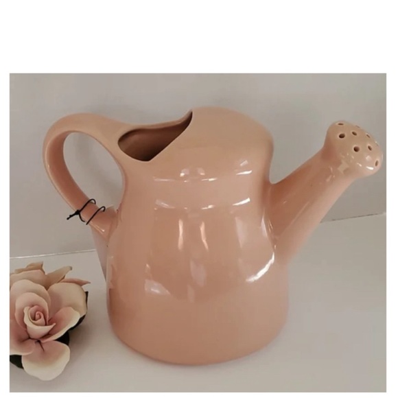 NEW Rae Dunn Blush Pink Flourish Ceramic Garden Watering Can - Picture 3 of 3